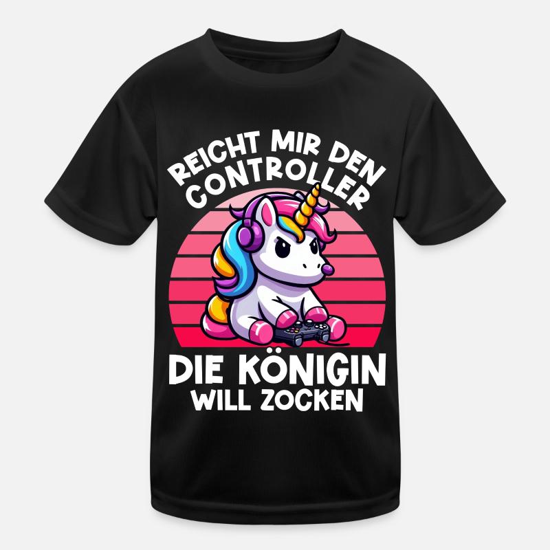 Reicht mir den Controller die Königin will zocken Kinder Funktions-T-Shirt