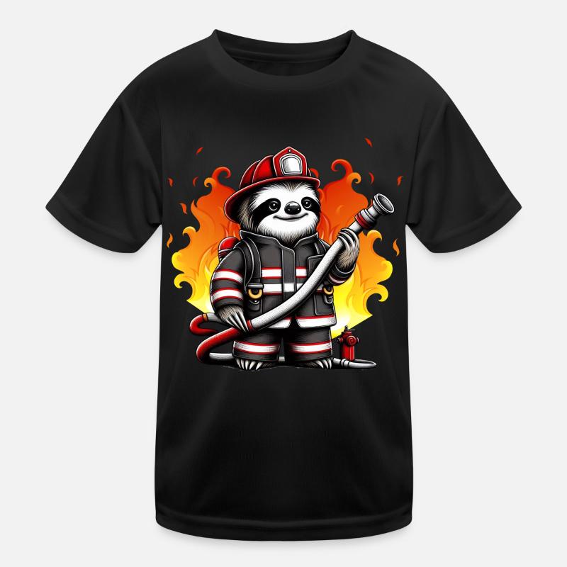 Sloth Firefighter Fire Brigade Professional Fire Brigade Kids Functional T-Shirt