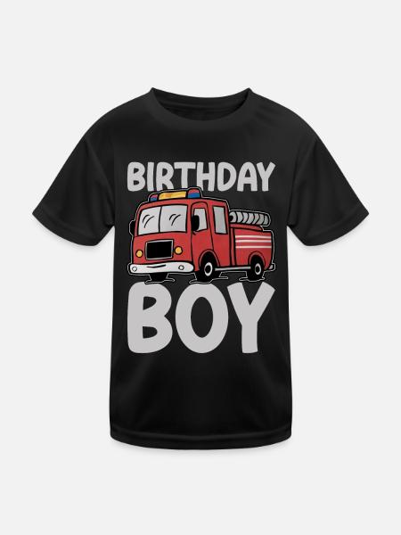 Birthday Boy Firefighter Birthday Boy - Kids Functional T-Shirt - black - Front