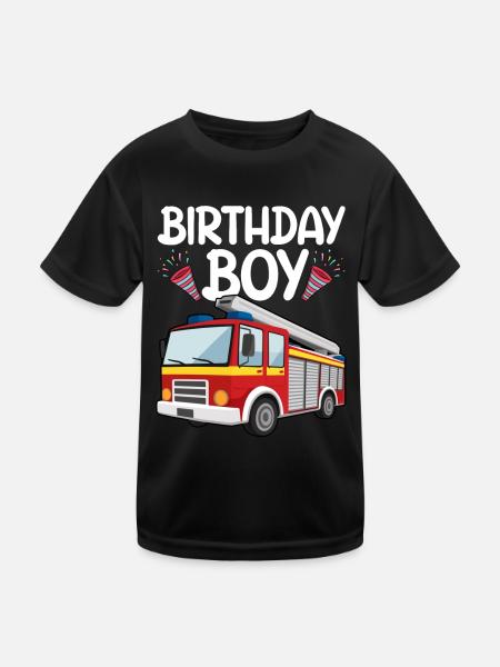 Birthday Boy Firefighter Birthday Boy - Kids Functional T-Shirt - black - Front