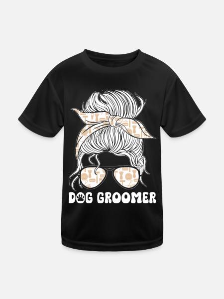 Chien Chiot Soins pour animaux de compagnie Salon d’emploi - T-shirt sport Enfant - noir - Devant
