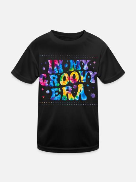 Groovy Tie Dye Friedens Liebeszeichen Retro Hippie - Kinder Funktions-T-Shirt - Schwarz - Vorne