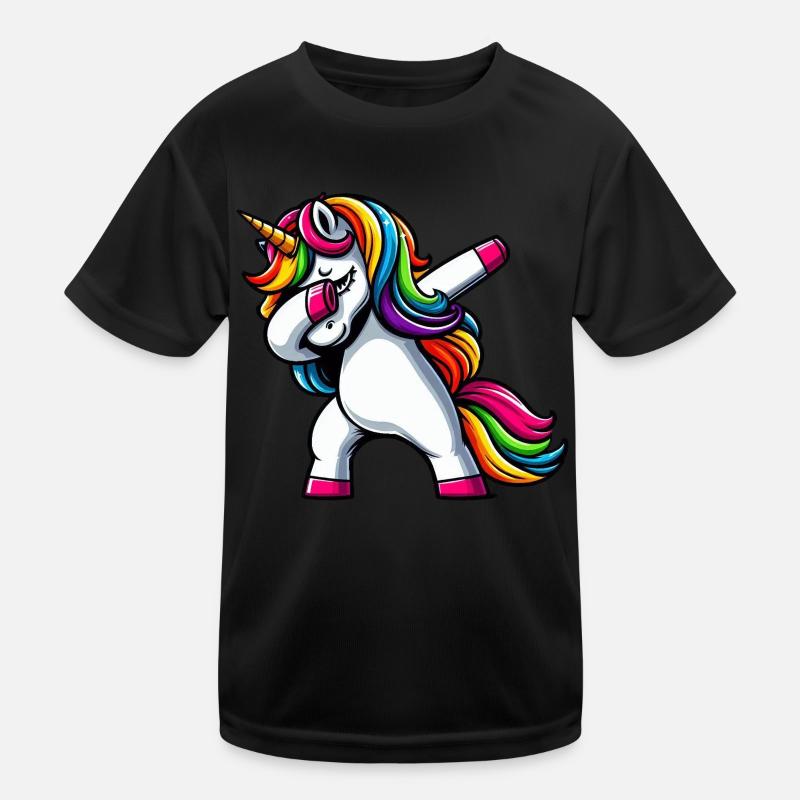 Einhorn Tupfende Überraschung Regenbogenmädchen Kinder Funktions-T-Shirt