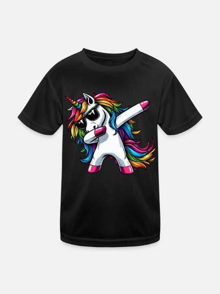 Licorne à pois surprise Rainbow Girl - T-shirt sport Enfant - noir - Devant