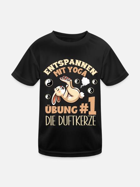 Relaxing with Yoga Bunny Funny Meditation Exercise - Kids Functional T-Shirt - black - Front