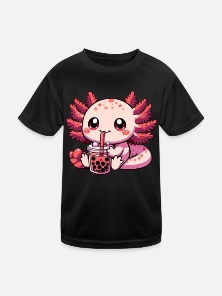 Axolotl Boba Thé Buvant Otaku Anime Lover - T-shirt sport Enfant - noir - Devant
