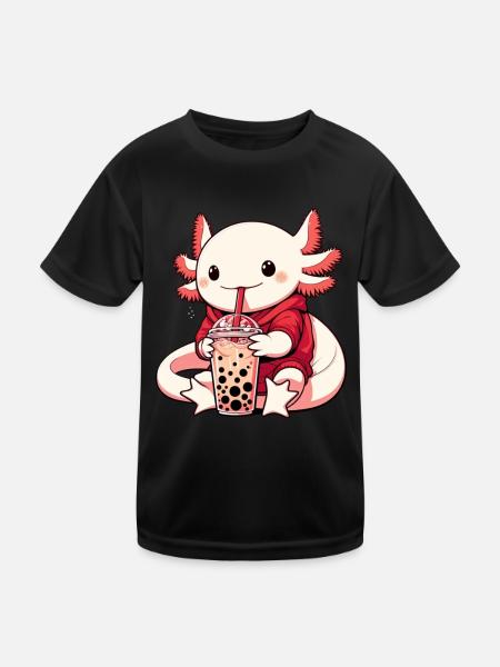 Axolotl Boba Thé Buvant Otaku Anime Lover - T-shirt sport Enfant - noir - Devant