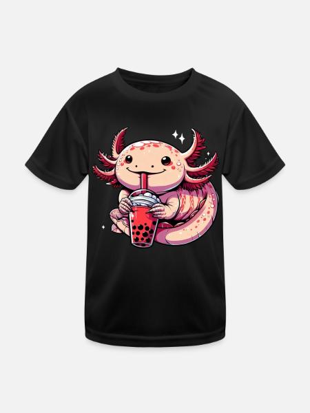 Axolotl Boba Thé Buvant Otaku Anime Lover - T-shirt sport Enfant - noir - Devant