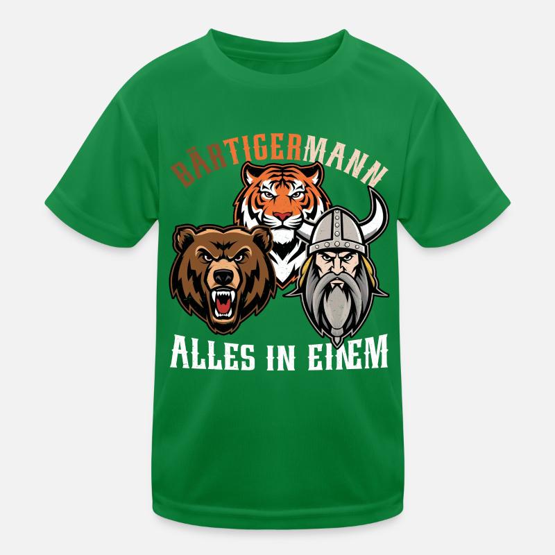 BÄRTIGERMANN Wikinger Bart Mann Tiger Lustige Kinder Funktions-T-Shirt