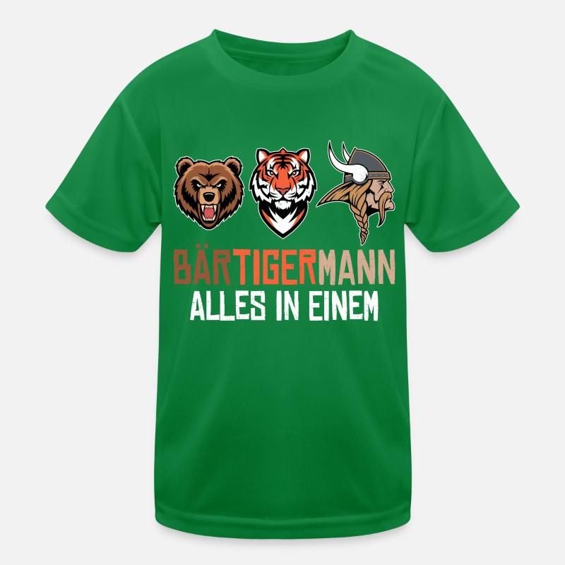 BÄRTIGERMANN Wikinger Bart Mann Tiger Lustige Kinder Funktions-T-Shirt