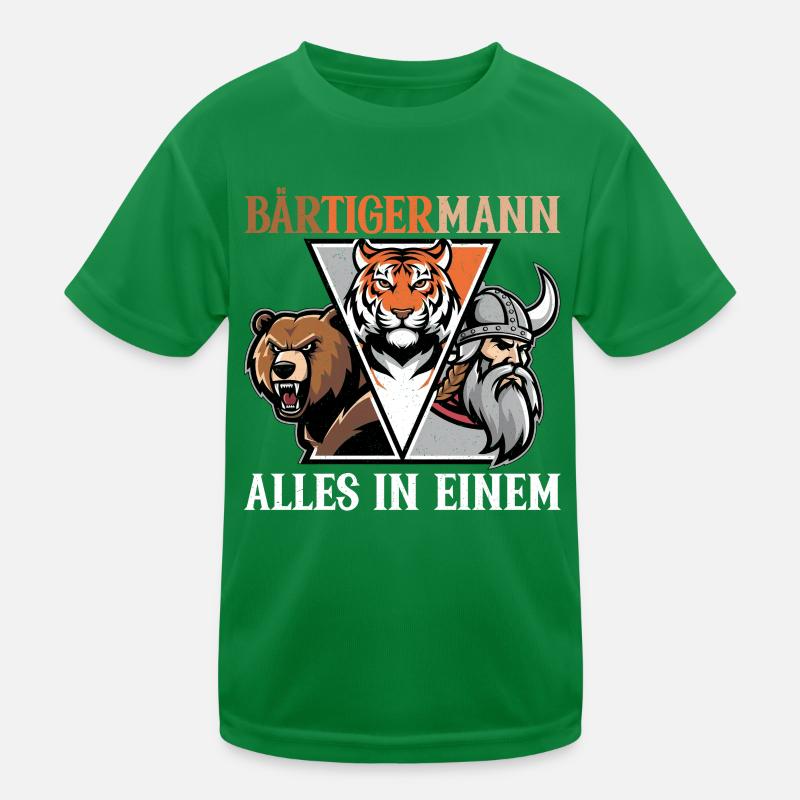 BÄRTIGERMANN Wikinger Bart Mann Tiger Lustige Kinder Funktions-T-Shirt