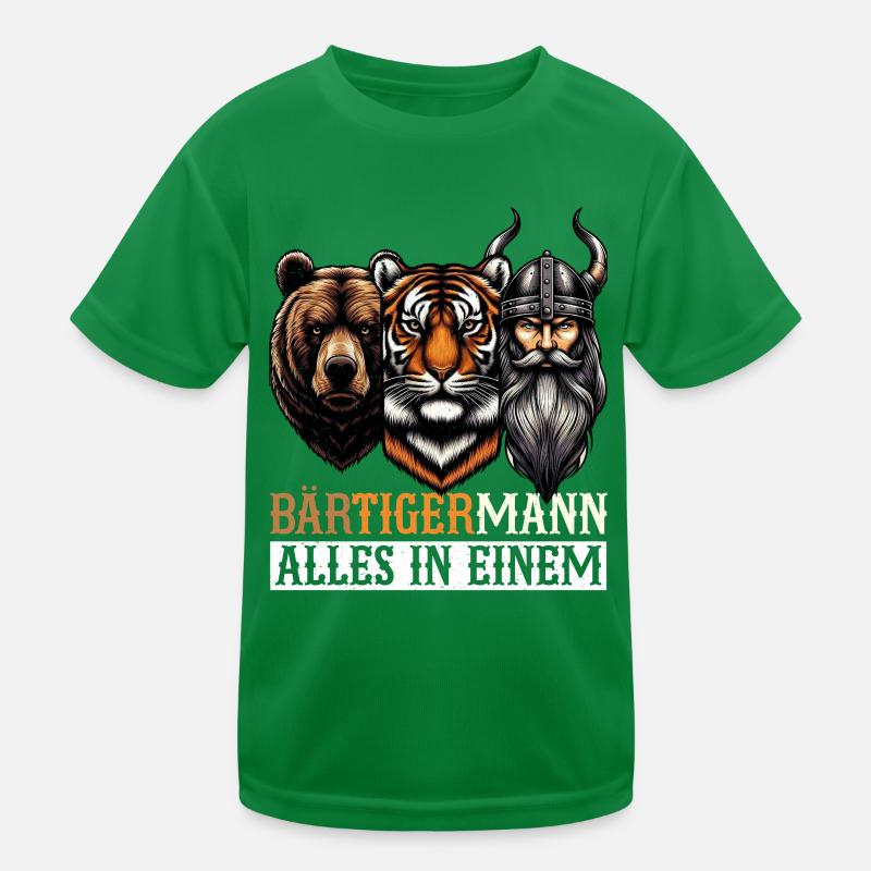 BÄRTIGERMANN Wikinger Bart Mann Tiger Lustige Kinder Funktions-T-Shirt