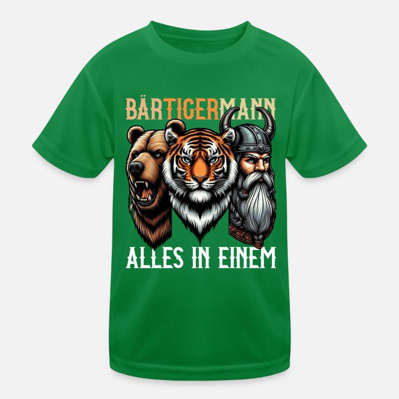 BÄRTIGERMANN Wikinger Bart Mann Tiger Lustige Kinder Funktions-T-Shirt