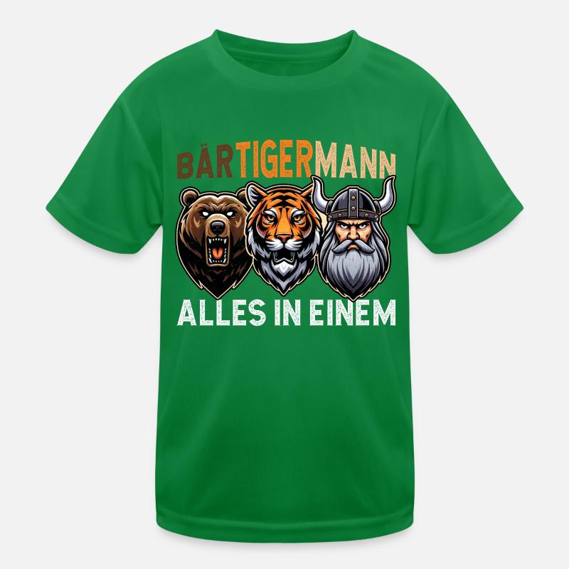 BÄRTIGERMANN Wikinger Bart Mann Tiger Lustige Kinder Funktions-T-Shirt