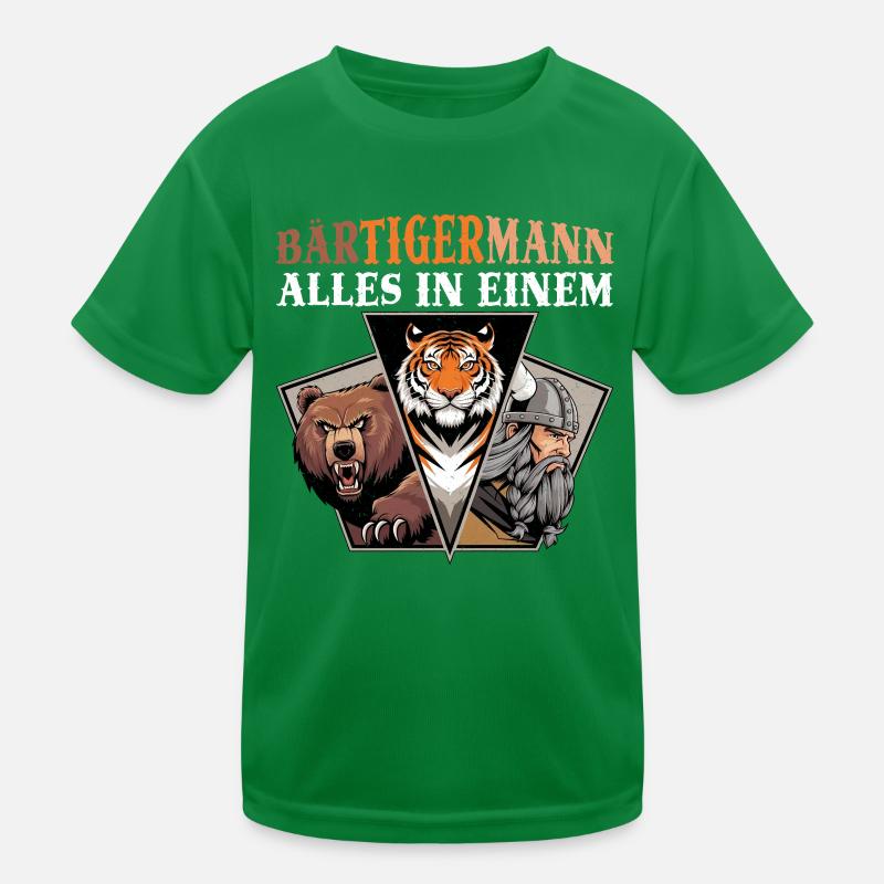 BÄRTIGERMANN Wikinger Bart Mann Tiger Lustige Kinder Funktions-T-Shirt