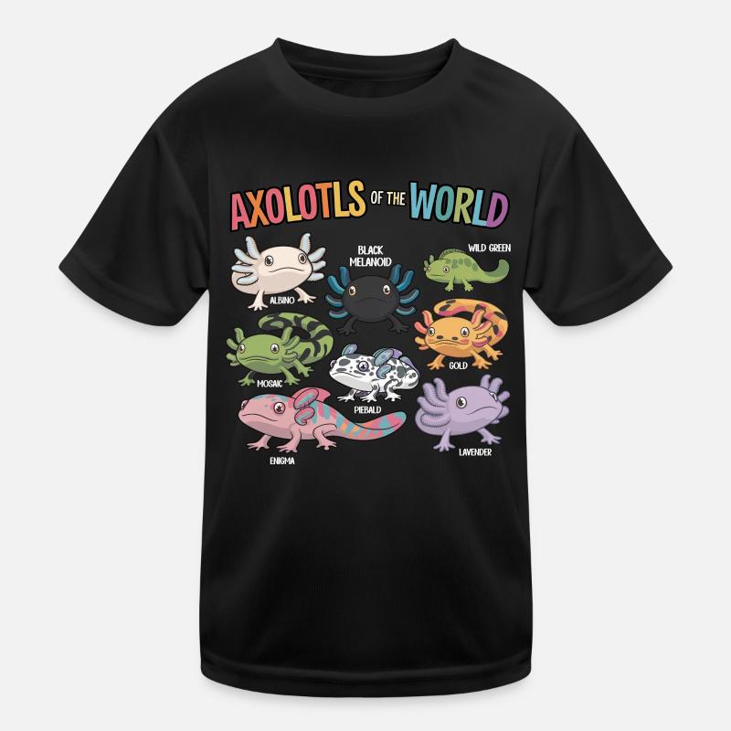 Axolotls du monde Mignon Anime Salamandre T-shirt sport Enfant