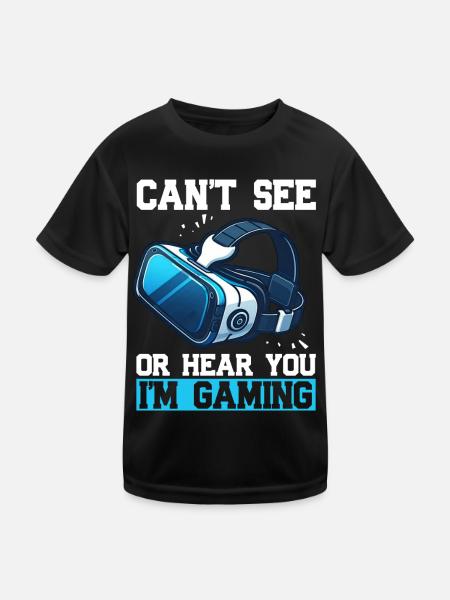 Virtual Reality Athlet Witzer VR Gamer Headset - Kinder Funktions-T-Shirt - Schwarz - Vorne