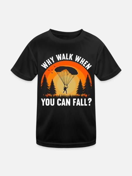 Parachute Fire Camp -Junkie -Parachutist - Kids Functional T-Shirt - black - Front