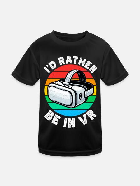 Virtual Reality Athlete Witzer VR Gamer Headset - Kids Functional T-Shirt - black - Front
