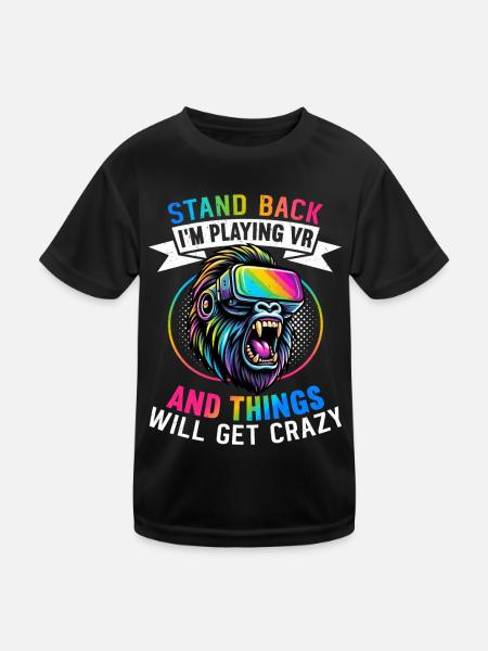 Virtual Reality Athlete Witzer VR Gamer Headset - Kids Functional T-Shirt - black - Front