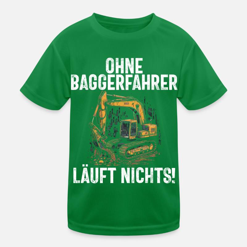 Excavator Driver Funny Construction Worker Profession Excavator Kids Functional T-Shirt