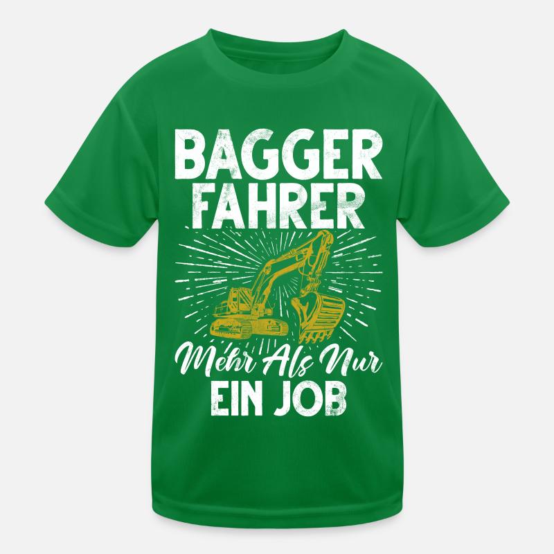 Excavator Driver Funny Construction Worker Profession Excavator Kids Functional T-Shirt