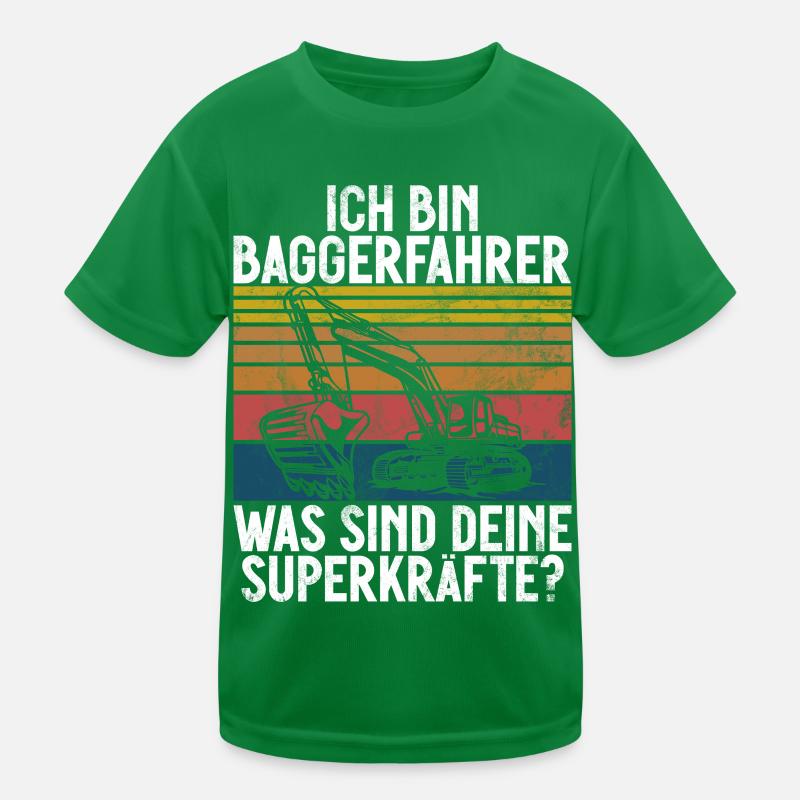 Excavator Driver Funny Construction Worker Profession Excavator Kids Functional T-Shirt