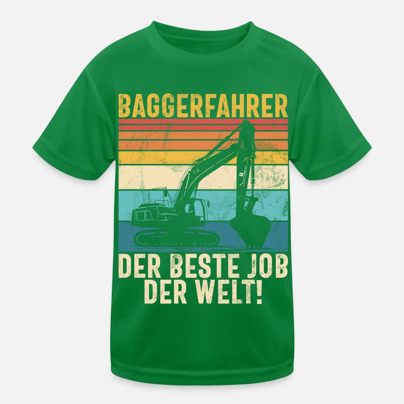 Baggerfahrer Lustige Bauarbeiter Beruf Excavator Kinder Funktions-T-Shirt