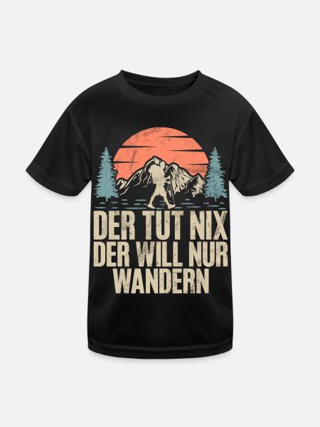 Berge Natur Bergsteigen Alpen Klettern Wandern - Kinder Funktions-T-Shirt - Schwarz - Vorne