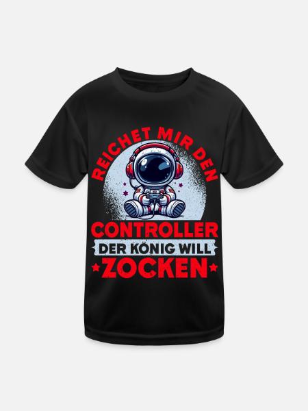 Hands me the controller the king wants to gamble - Kids Functional T-Shirt - black - Front