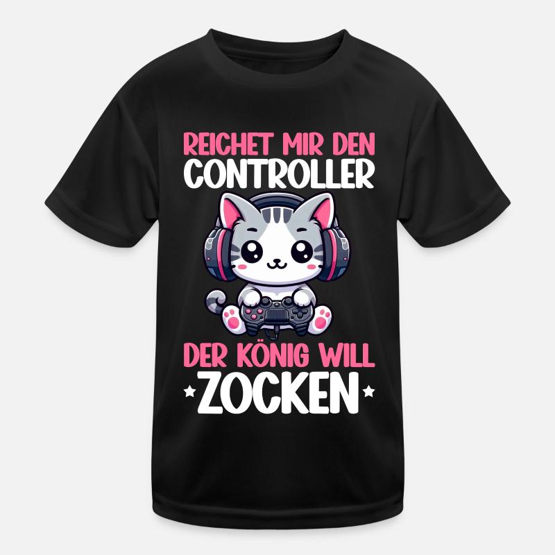 Reichet Mir Den Controller Der König Will Zocken Kinder Funktions-T-Shirt