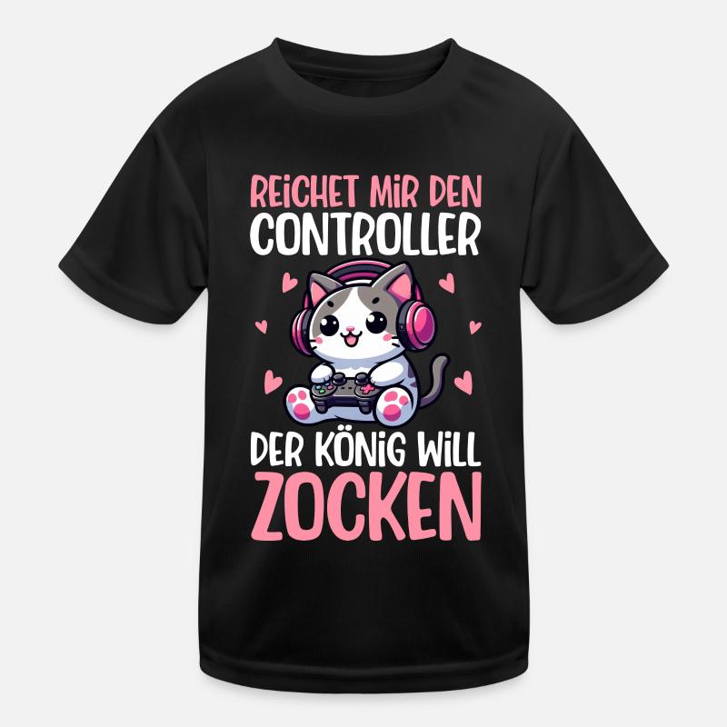 Reichet Mir Den Controller Der König Will Zocken Kinder Funktions-T-Shirt