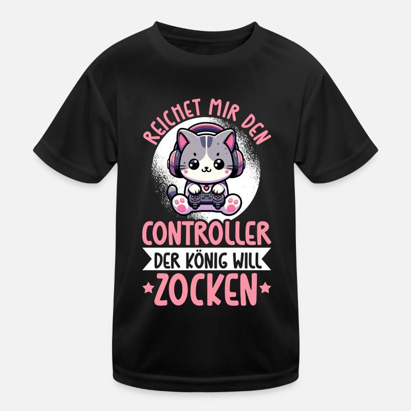 Reichet Mir Den Controller Der König Will Zocken Kinder Funktions-T-Shirt