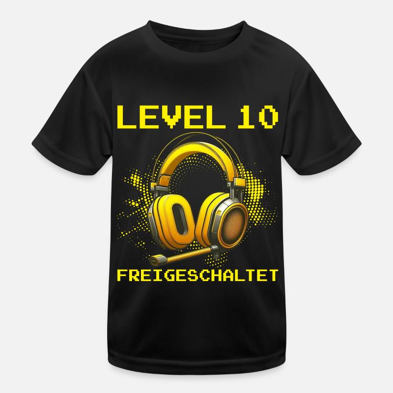 Niveau 10 Débloqué Gaming Birthday PC T-shirt sport Enfant