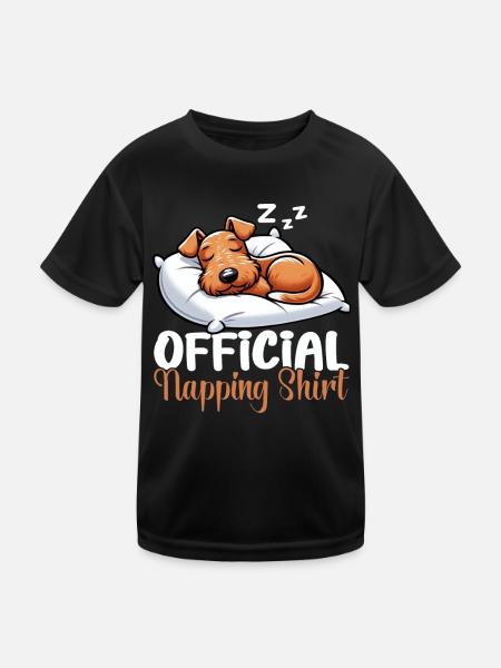 Offizieller Schlafhaus Airedale Terrier - Kinder Funktions-T-Shirt - Schwarz