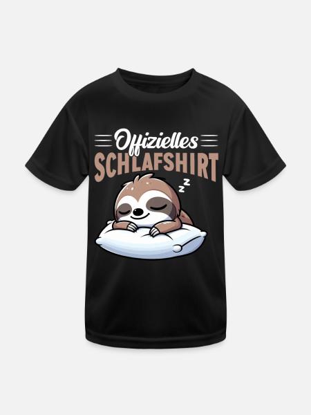 Official Sleep Shirt Sloth Late Riser - Kids Functional T-Shirt - black - Front