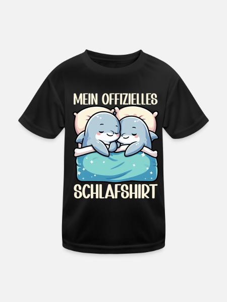 Official Sleep Shirt Dolphin Pajamas - Kids Functional T-Shirt - black - Front