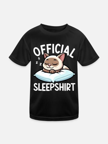 Official Sleeping Shirt Burmese Cat Pajamas - Kids Functional T-Shirt - black - Front