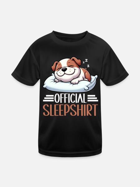 Official Sleeping House Bulldog Lover Lazy - Kids Functional T-Shirt - black - Front