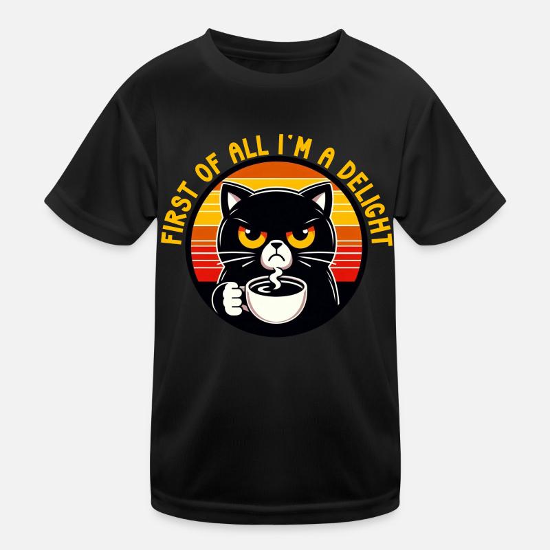 Au début, je suis un délice, un chat mécontent T-shirt sport Enfant