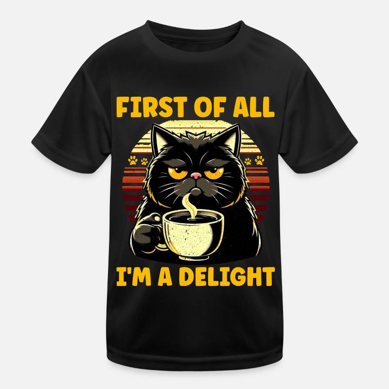 At first I'm a delight a disgruntled cat Kids Functional T-Shirt