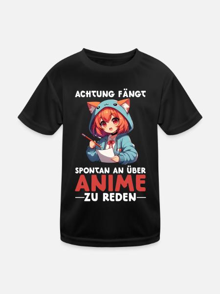 Anime Manga Otaku Japan Kawaii Waifu Anime Cosplay - Kids Functional T-Shirt - black - Front