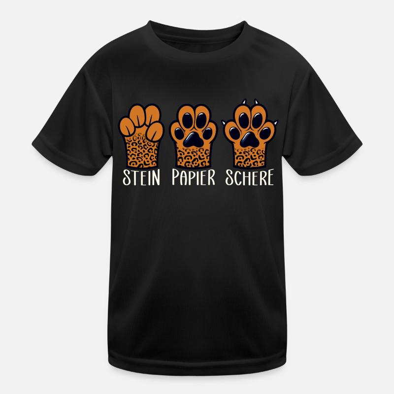 Katze Stein Papier Schere Pfote Spiel Lustige Kinder Funktions-T-Shirt
