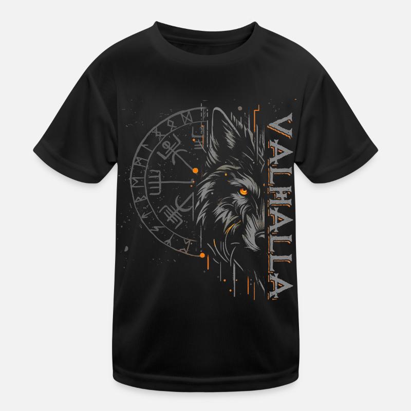 Valhalla Wolf Norse Gods Viking Compass Kids Functional T-Shirt