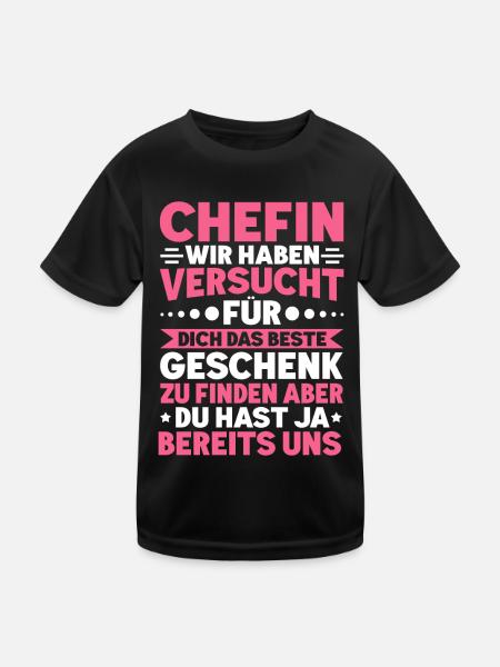 Stolzer Chefin Von Tollen Mitarbeitern Kollege - Kinder Funktions-T-Shirt - Schwarz - Vorne