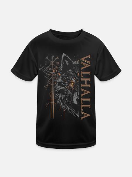 Valhalla Wolf Dieux nordiques Vikings nordiques - T-shirt sport Enfant - noir - Devant