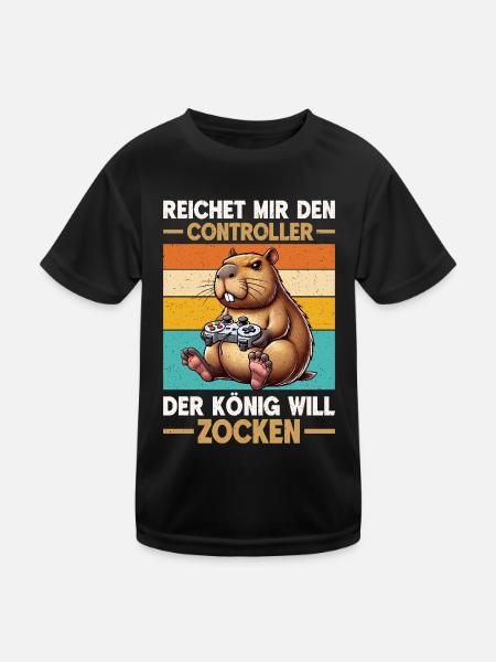 Hands me the controller the king wants to gamble - Kids Functional T-Shirt - black - Front
