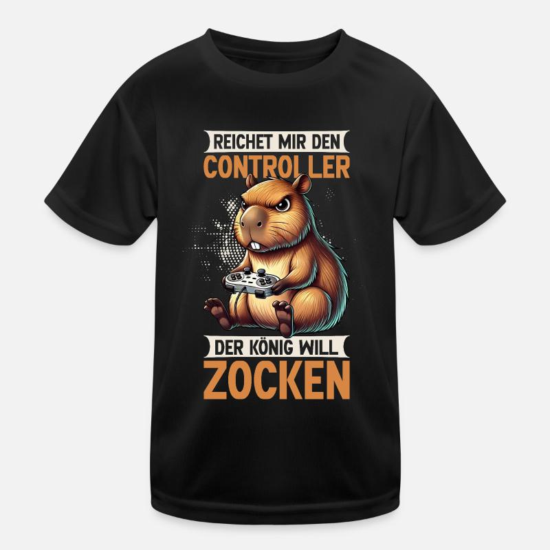 Reichet Mir Den Controller Der König Will Zocken - Kinder Funktions-T-Shirt - Schwarz