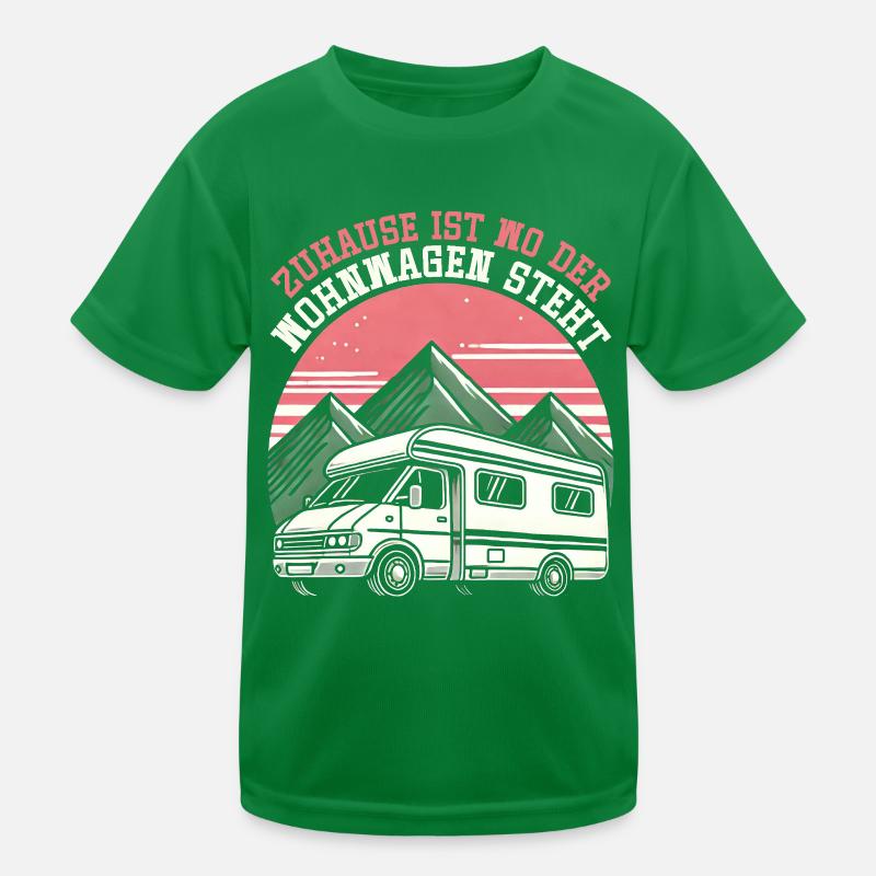 Camper Caravan Campfire Camping holiday Kids Functional T-Shirt