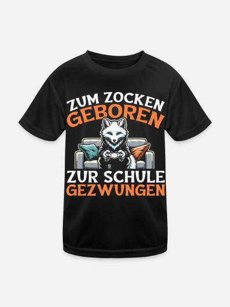 Né pour jouer, forcé d’aller à l’école, le renard arctique - T-shirt sport Enfant - noir - Devant